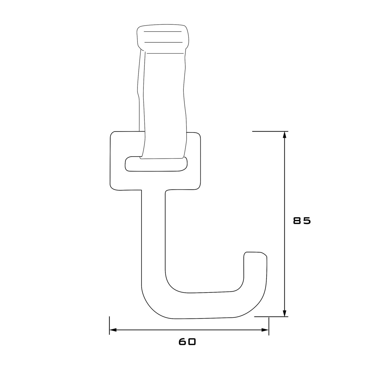 A04　ステアリングハンガーの寸法図（60mm×85mm）